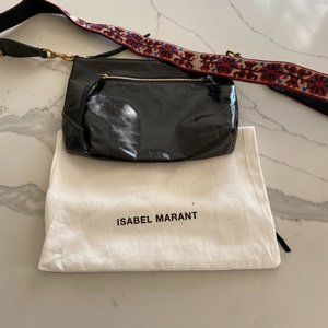 ISABEL MARANT Nessah Zip Leather Crossbody Bag In Black
